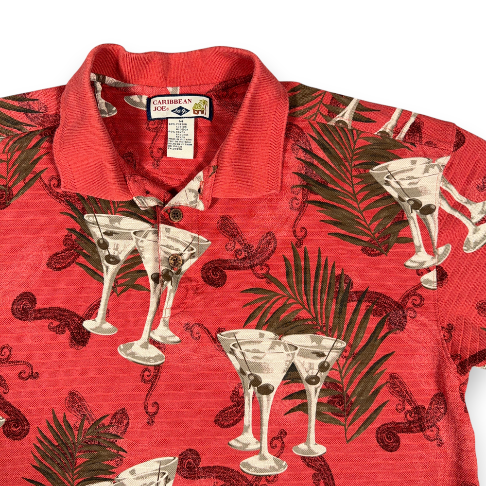 Vintage Caribbean Joe Polo Shirt Adult MEDIUM Orange Martini Tropical Resort Y2K-2 Vintage Caribbean Joe Polo Shirt Adult MEDIUM Orange Martini Tropical Resort Y2K