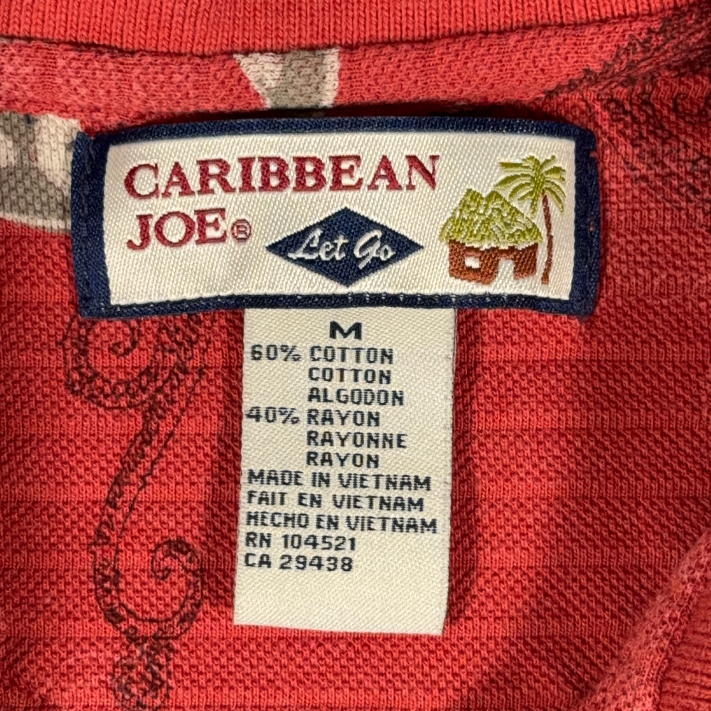 Vintage Caribbean Joe Polo Shirt Adult MEDIUM Orange Martini Tropical Resort Y2K-4 Vintage Caribbean Joe Polo Shirt Adult MEDIUM Orange Martini Tropical Resort Y2K