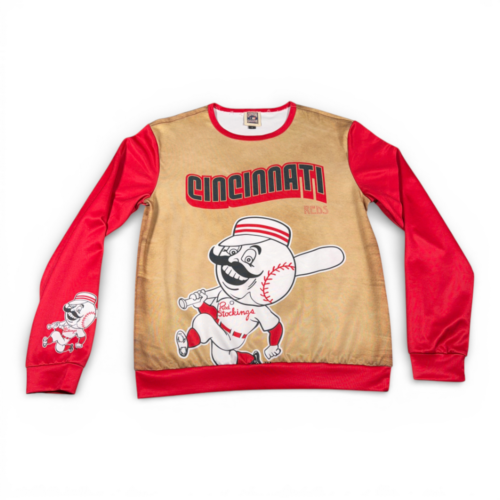 Vintage Cincinnati Reds Sweater Adult LARGE Gold Cooperstown Collection MLB 90s