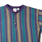 Vintage Levis Shirt Adult LARGE Purple Green Gold Striped Henley Grunge USA 90s