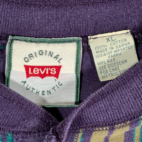Vintage Levis Shirt Adult LARGE Purple Green Gold Striped Henley Grunge USA 90s
