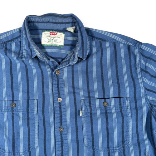 Vintage Levis Shirt Adult EXTRA LARGE Brown Striped Flannel Cotton Grunge 90s-2 Vintage Levis Shirt Adult EXTRA LARGE Brown Striped Flannel Cotton Grunge 90s
