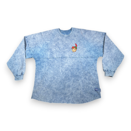 Peter Pan Shirt Adult LARGE Blue Disney Parks Spirit Jersey Denim Dye Oversize-2 Peter Pan Shirt Adult LARGE Blue Disney Parks Spirit Jersey Denim Dye Oversize