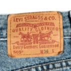 Vintage Levis Jean Shorts Mens 34 Blue Light Wash Denim 505 Regular Fit Y2K