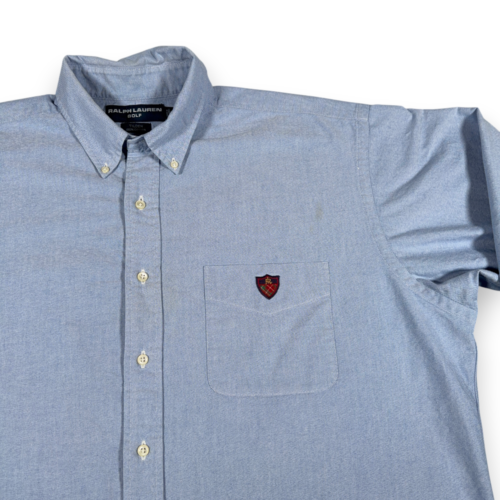 Vintage Ralph Lauren Golf Shirt Adult EXTRA LARGE Blue Oxford Tilden Crest 90s-2 Vintage Ralph Lauren Golf Shirt Adult EXTRA LARGE Blue Oxford Tilden Crest 90s