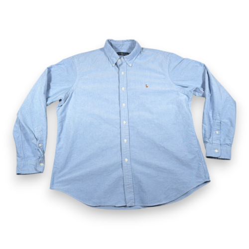 Ralph Lauren Shirt Adult EXTRA LARGE Blue Oxford Cotton Small Pony Crest Preppy