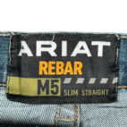 Ariat Jeans Mens 34x30 Blue Rebar M5 Slim Straight Distressed Medium Wash Denim
