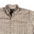 Vintage Lands End Shirt Adult LARGE Brown Corduroy Cotton Paisley Preppy 90s