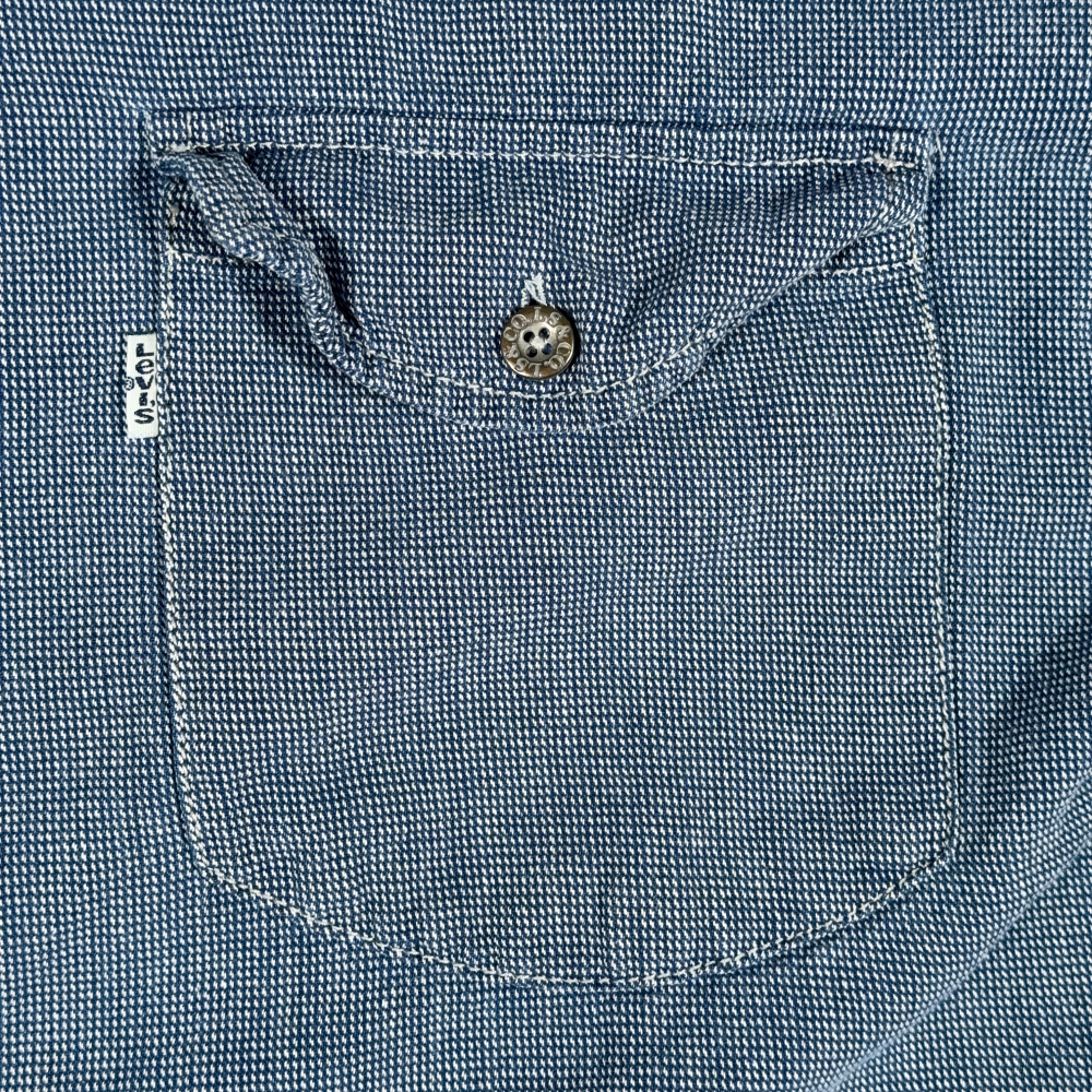 Vintage Levis Shirt Adult LARGE Blue White Houndstooth Check Cotton Grunge 90s-4 Vintage Levis Shirt Adult LARGE Blue White Houndstooth Check Cotton Grunge 90s