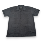 Vintage Steve Barrys Shirt Adult 2XL XXL Black Guayabera Camp Resort Cuban Y2K