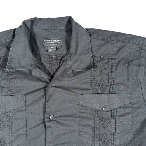 Vintage Steve Barrys Shirt Adult 2XL XXL Black Guayabera Camp Resort Cuban Y2K-2 Vintage Steve Barrys Shirt Adult 2XL XXL Black Guayabera Camp Resort Cuban Y2K
