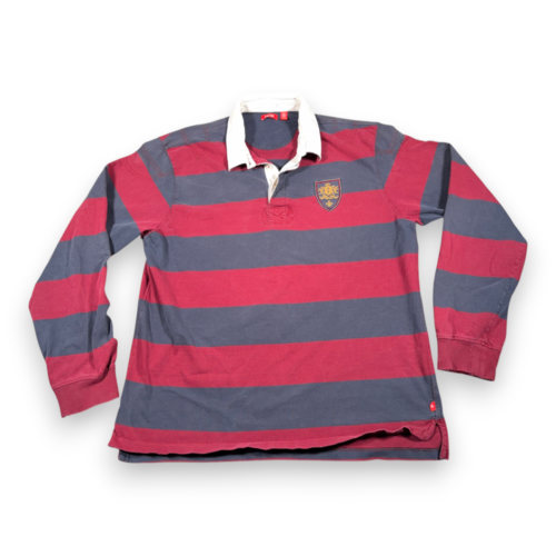 Izod Polo Shirt Adult EXTRA LARGE TALL Red Blue Long Sleeve Rugby Stripe Preppy