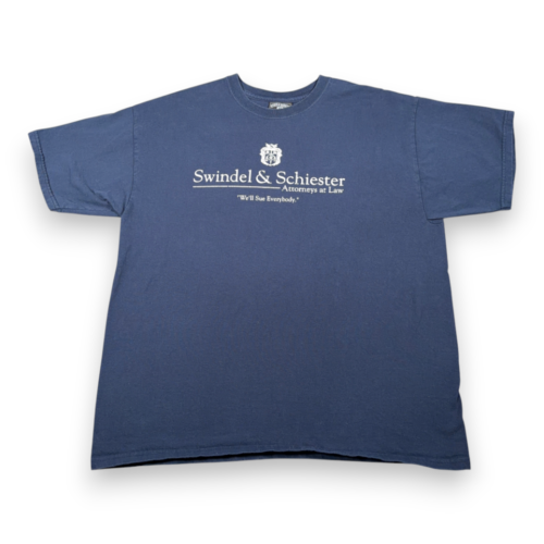 Vintage Swindel Schiester Shirt Adult EXTRA LARGE Blue Attorneys Law Funny Y2K