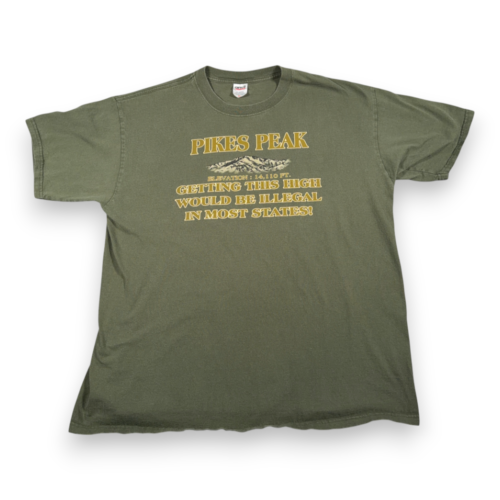 Vintage Pikes Peak Shirt Adult EXTRA LARGE Green Colorado Mountain Hike Y2K