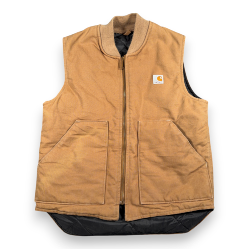 Vintage Carhartt Vest Adult MEDIUM Brown Duck Canvas USA Union Made Workwear 80s