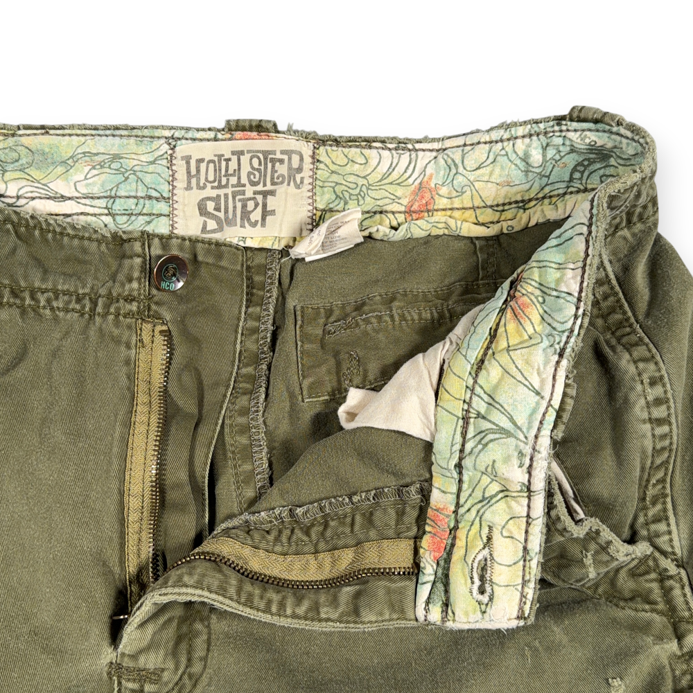 Vintage Hollister Shorts Mens 33 Green Canvas Surf Distressed Military Army Y2K-3 Vintage Hollister Shorts Mens 33 Green Canvas Surf Distressed Military Army Y2K