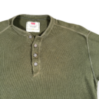 Vintage Levis Shirt Adult SMALL Green Henley Ribbed Cotton Army Military 90s