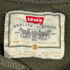 Vintage Levis Shirt Adult SMALL Green Henley Ribbed Cotton Army Military 90s