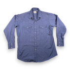 Vintage Ely Cattleman Western Shirt Adult LARGE Blue Pearl Snap Cowboy Dobby 90s
