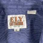 Vintage Ely Cattleman Western Shirt Adult LARGE Blue Pearl Snap Cowboy Dobby 90s