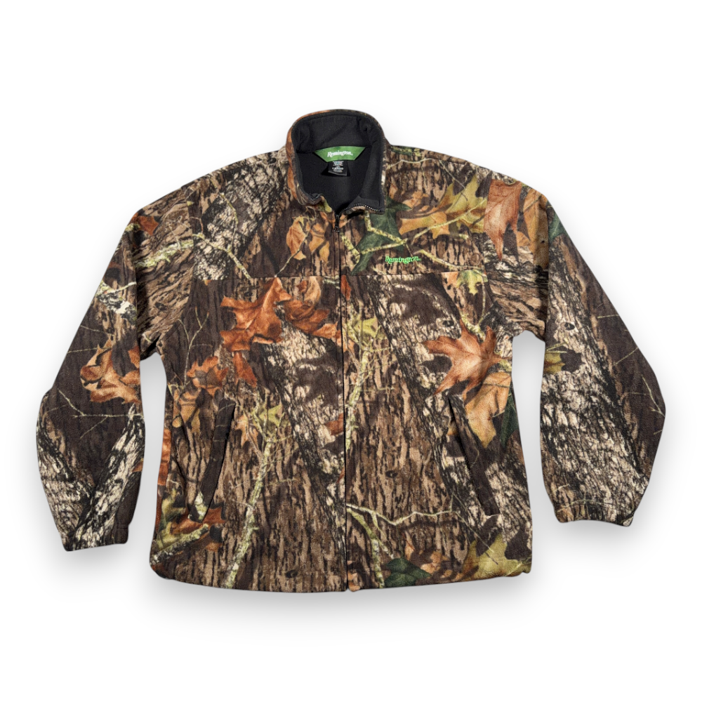 Remington Jacket Adult LARGE Brown Green Camo Polyester Fleece Mossy Oak Hunting-1 Remington Jacket Adult LARGE Brown Green Camo Polyester Fleece Mossy Oak Hunting