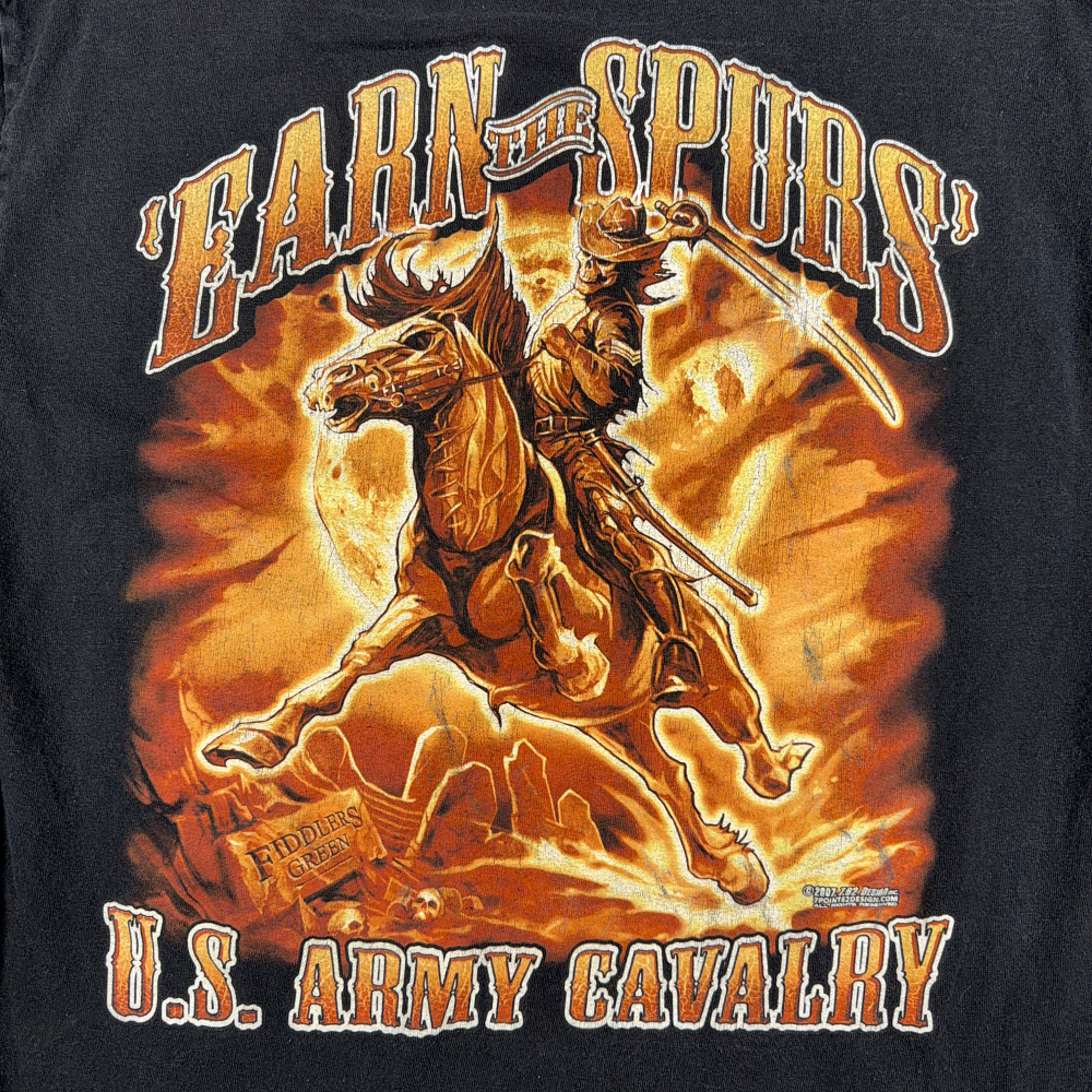 US Army Shirt Adult LARGE Black Earn Spurs Cavalry 762 Design Horse Soldier Y2K-4 US Army Shirt Adult LARGE Black Earn Spurs Cavalry 762 Design Horse Soldier Y2K
