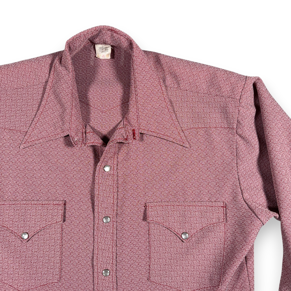 Vintage Western Shirt Adult MEDIUM Red Heather Rose Cowboy Rodeo Pearl Snap 70s-2 Vintage Western Shirt Adult MEDIUM Red Heather Rose Cowboy Rodeo Pearl Snap 70s