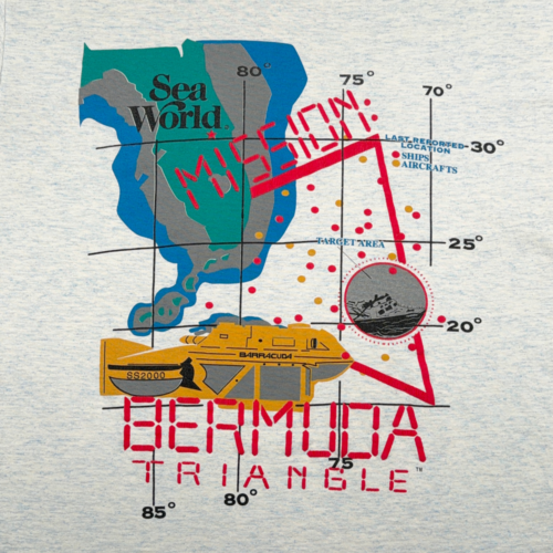 Vintage Sea World Shirt Adult MEDIUM White Bermuda Triangle Mission Boat USA 90s-2 Vintage Sea World Shirt Adult MEDIUM White Bermuda Triangle Mission Boat USA 90s