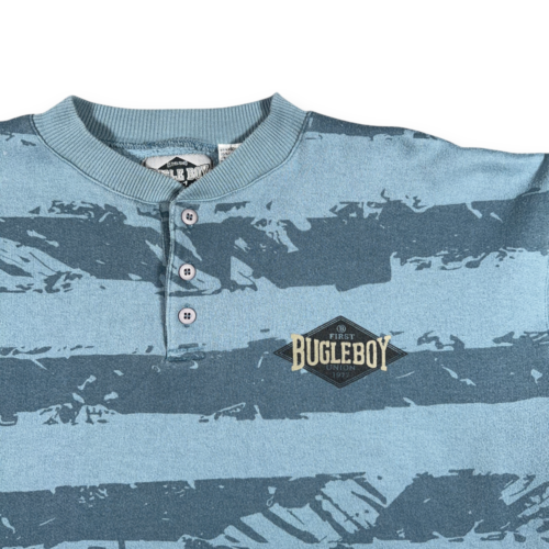 Vintage Bugle Boy Sweater Adult MEDIUM Blue Striped Henley Sweatshirt Surfer 90s-2 Vintage Bugle Boy Sweater Adult MEDIUM Blue Striped Henley Sweatshirt Surfer 90s