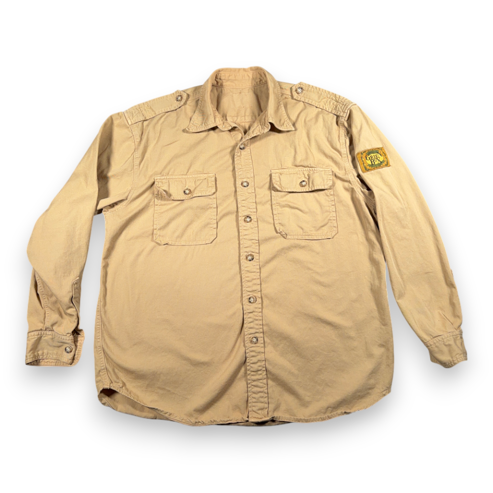 Vintage Safari Shirt Adult LARGE Brown Military Field Utility Outdoor USA 80s-1 Vintage Safari Shirt Adult LARGE Brown Military Field Utility Outdoor USA 80s