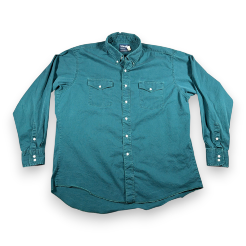 Vintage Wrangler Western Shirt Adult EXTRA LARGE Green Teal Workwear Cowboy 80s