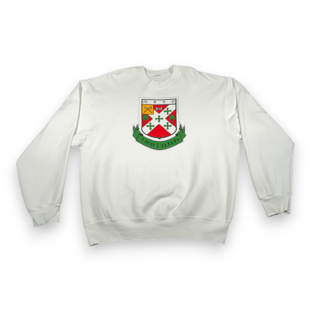 Vintage Ireland Sweater Adult EXTRA LARGE White Sweatshirt Mayo Crest Heritage 80s-1 Vintage Ireland Sweater Adult EXTRA LARGE White Sweatshirt Mayo Crest Heritage 80s