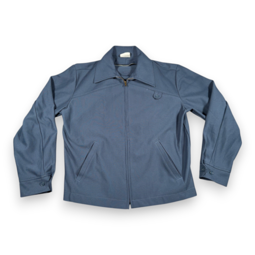 Vintage Workwear Jacket Adult MEDIUM Blue Polyester Browns Industrial USA 60s