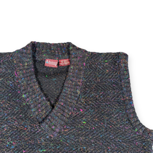 Vintage Bachrach Sweater Vest Adult MEDIUM Black Confetti Knit Wool Blend 80s-2 Vintage Bachrach Sweater Vest Adult MEDIUM Black Confetti Knit Wool Blend 80s
