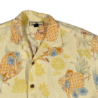Vintage Tommy Bahama Hawaiian Shirt Adult MEDIUM Yellow Silk Pinup Girl Camp Y2K