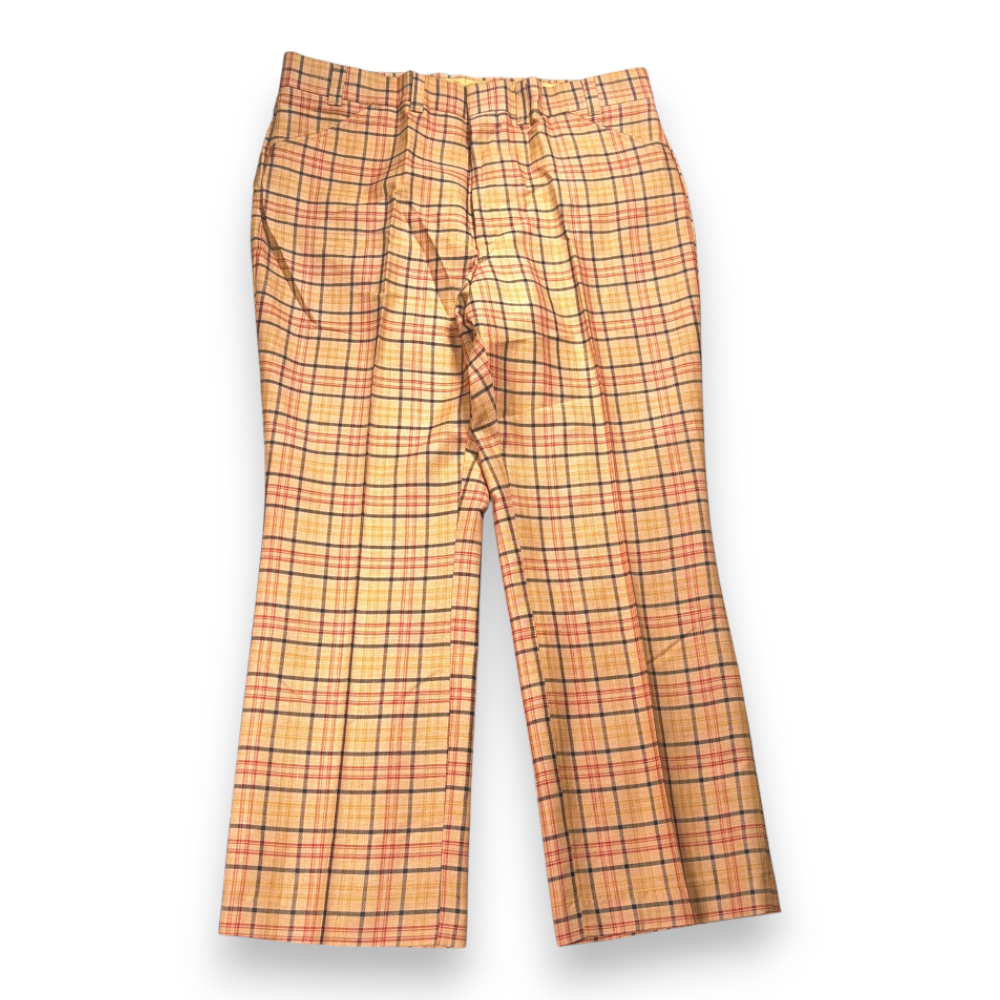 Vintage JCPenney Pants Mens 40x29 Yellow Mustard Gold Plaid Disco Talon Wide 70s-1 Vintage JCPenney Pants Mens 40x29 Yellow Mustard Gold Plaid Disco Talon Wide 70s