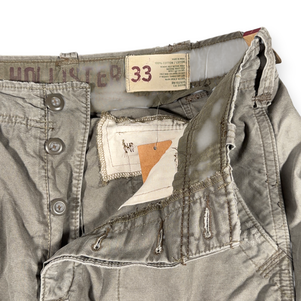 Hollister Cargo Shorts Mens 33 Green Button Fly Utility Pockets Original Tags-4 Hollister Cargo Shorts Mens 33 Green Button Fly Utility Pockets Original Tags