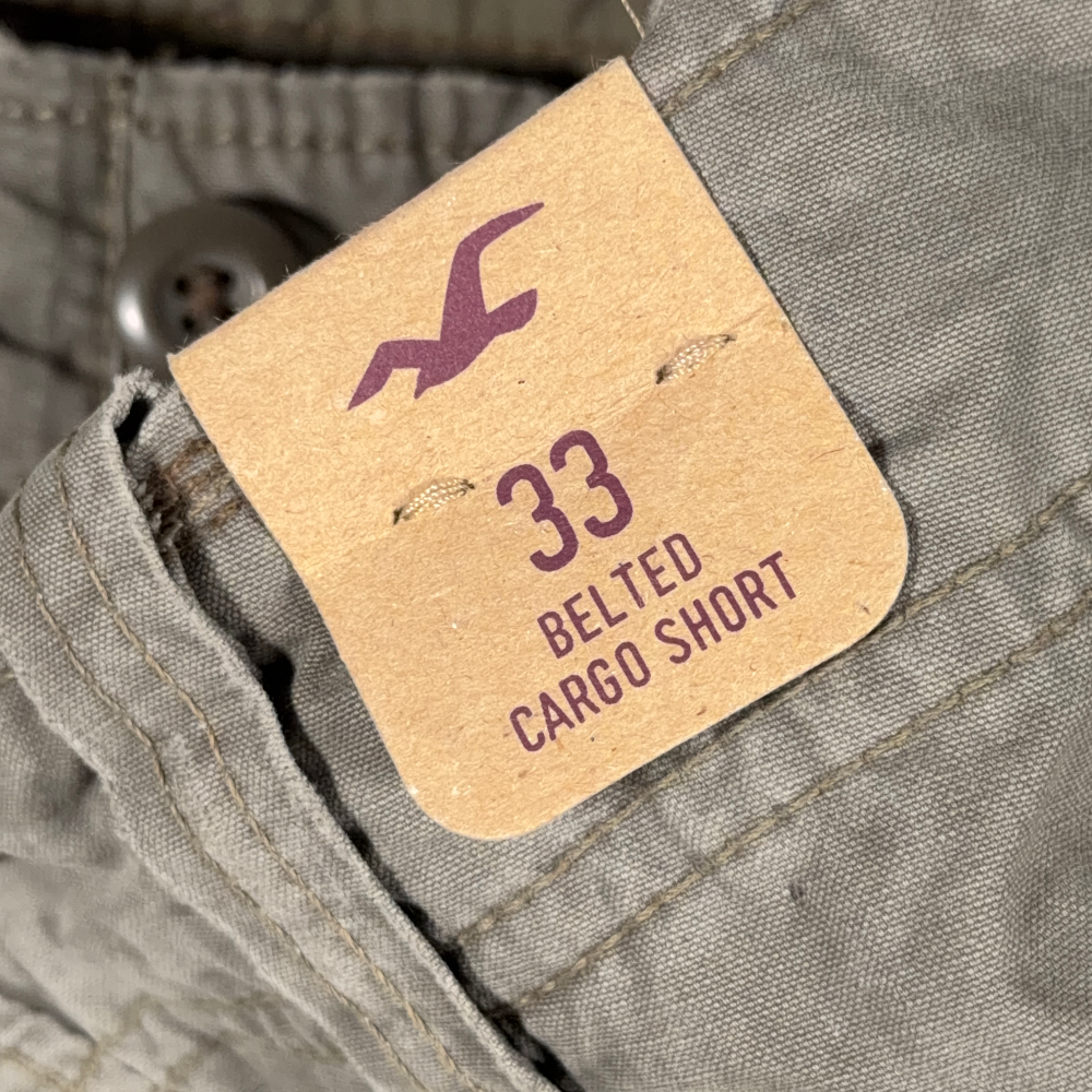 Hollister Cargo Shorts Mens 33 Green Button Fly Utility Pockets Original Tags-6 Hollister Cargo Shorts Mens 33 Green Button Fly Utility Pockets Original Tags