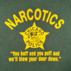 Chicago Police Shirt Adult SMALL Green Narcotics Huff Puff Law Enforcement Y2K