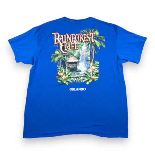 Vintage Rainforest Cafe Shirt Adult EXTRA LARGE Blue Orlando Florida USA Y2K