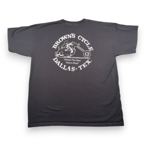 Vintage Browns Cycle Shirt Adult 2XL XXL Black Motorcycle Shop Dallas Biker Y2K