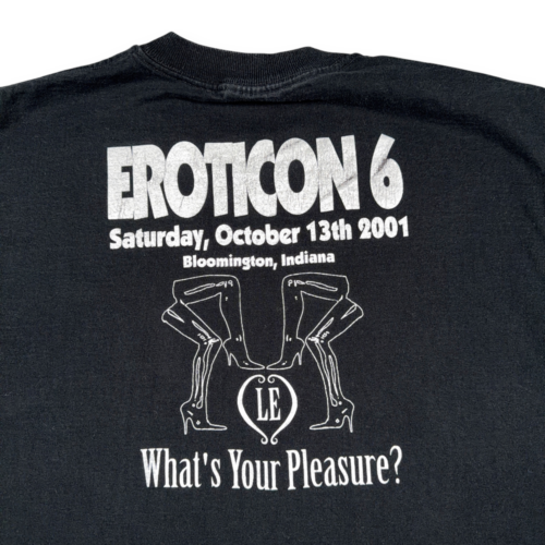 Vintage Eroticon 6 Shirt Adult MEDIUM Black Erotica Pleasure Event 2001 Y2K-2 Vintage Eroticon 6 Shirt Adult MEDIUM Black Erotica Pleasure Event 2001 Y2K