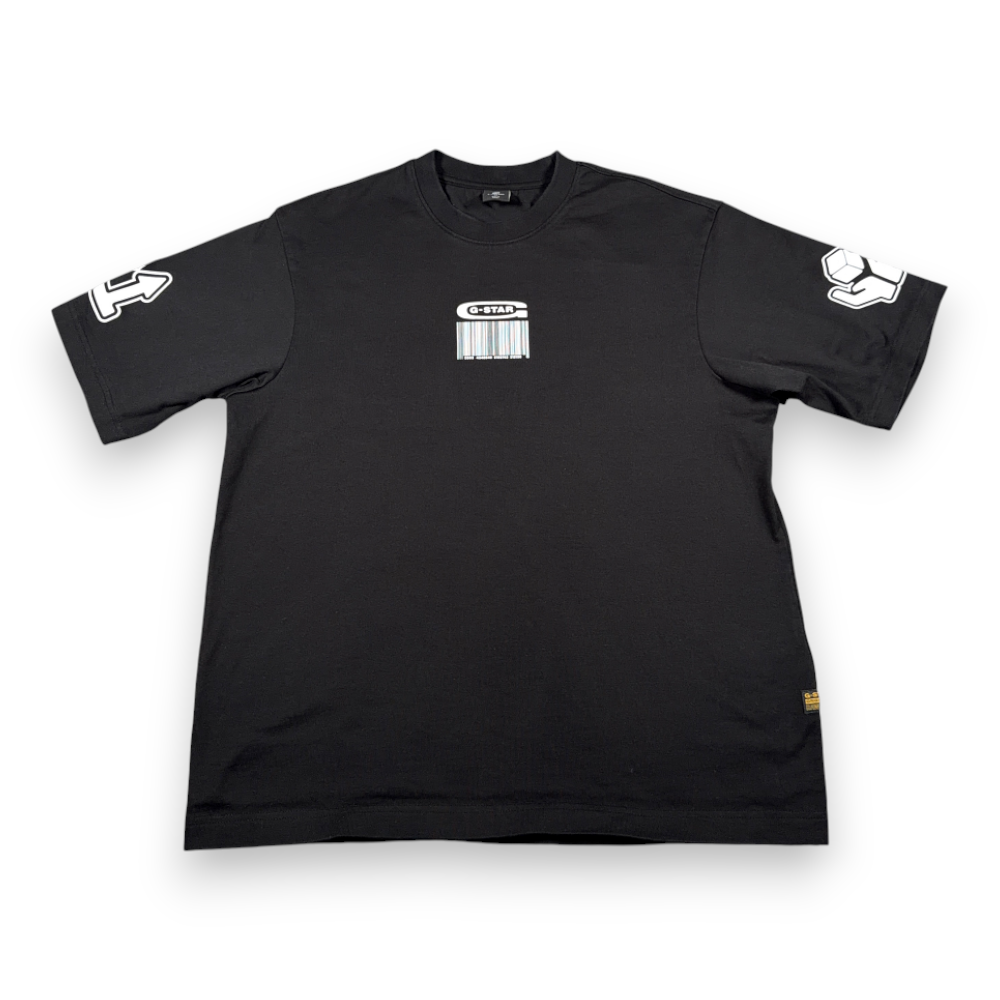 G Star Raw Shirt Adult MEDIUM Black Barcode Arrow Icons Boxy Fit Oversized-1 G Star Raw Shirt Adult MEDIUM Black Barcode Arrow Icons Boxy Fit Oversized