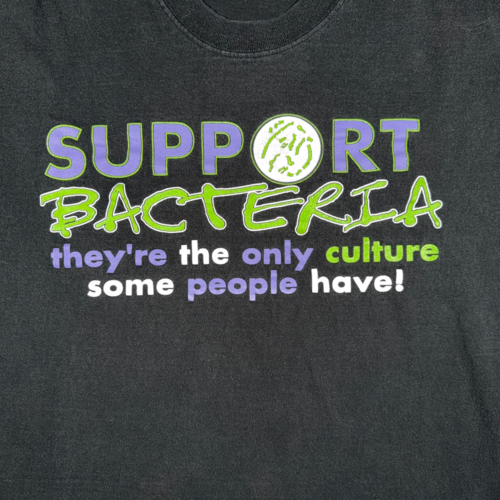 Vintage Support Bacteria Shirt Adult LARGE Black Pun Culture Funny Science 90s-2 Vintage Support Bacteria Shirt Adult LARGE Black Pun Culture Funny Science 90s
