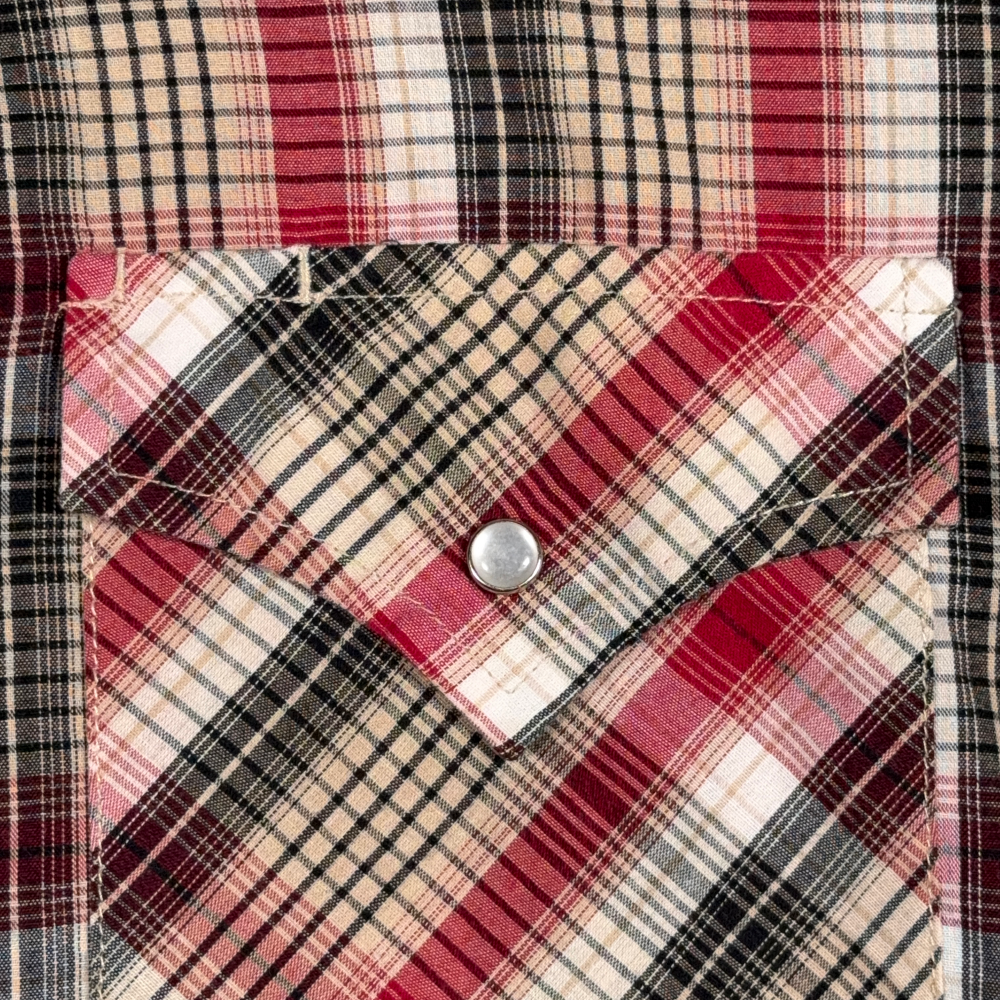 Vintage Plains Western Shirt Adult LARGE Red Brown Plaid Pearl Snap Cowboy 90s-5 Vintage Plains Western Shirt Adult LARGE Red Brown Plaid Pearl Snap Cowboy 90s