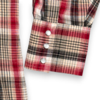 Vintage Plains Western Shirt Adult LARGE Red Brown Plaid Pearl Snap Cowboy 90s