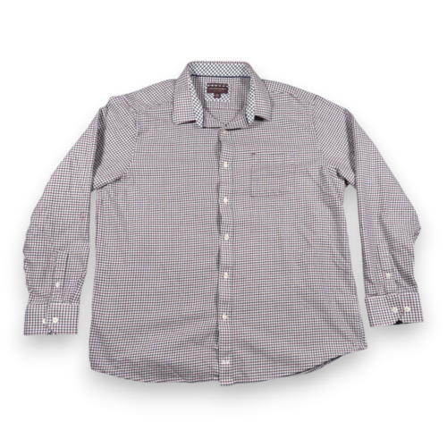 Johnston Murphy Shirt Adult 2XL XXL White Blue Red Houndstooth Check Cotton