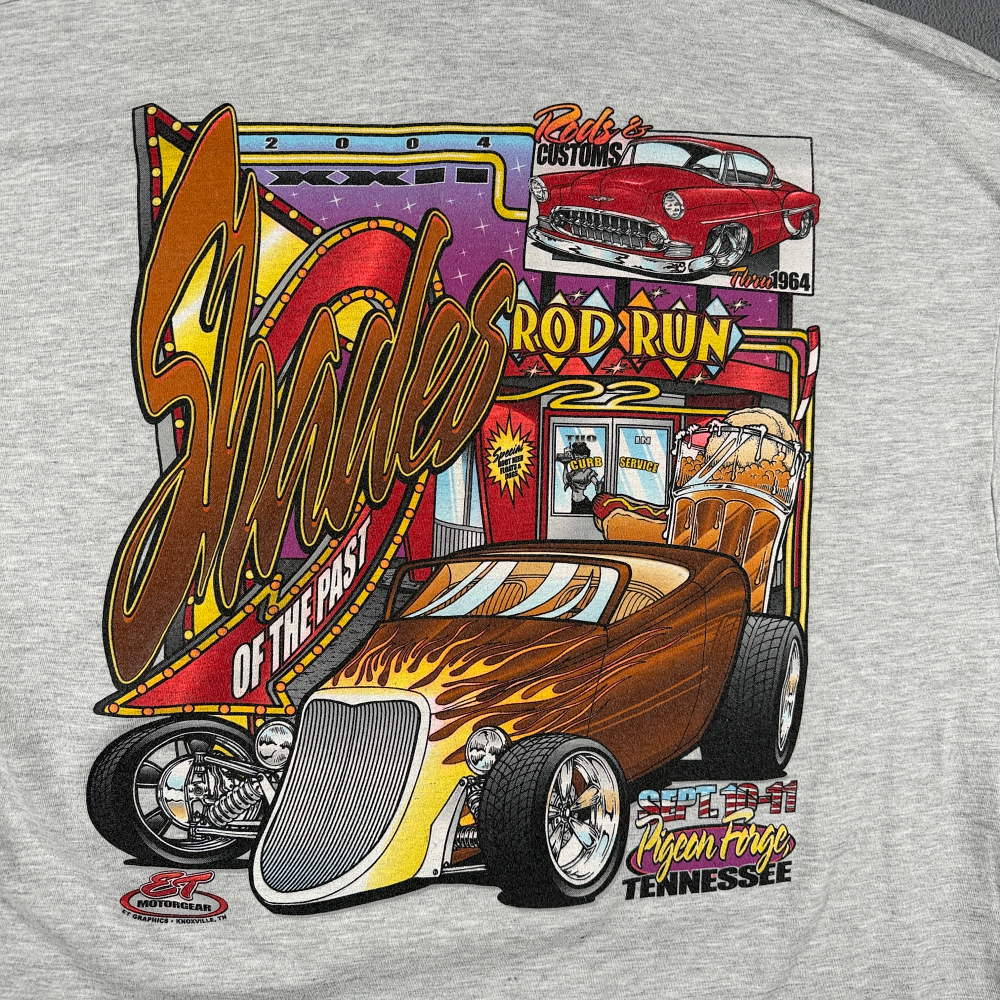 Vintage Hot Rod Shirt Adult LARGE Gray Shades Past Run Tennessee Classic Car Y2K-5 Vintage Hot Rod Shirt Adult LARGE Gray Shades Past Run Tennessee Classic Car Y2K