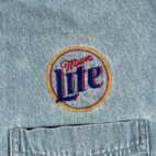 Vintage Miller Lite Shirt Adult SMALL Blue Denim Moondog Pub Bar Workwear 90s