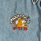 Vintage Miller Lite Shirt Adult SMALL Blue Denim Moondog Pub Bar Workwear 90s